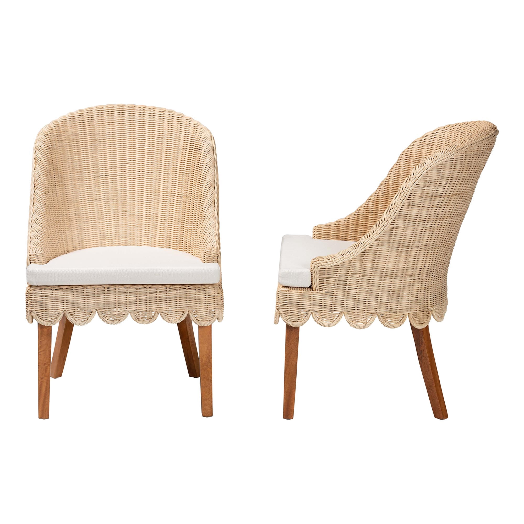 bali & pari Mabel Rustic Dining Chair, 2-Piece, Natural Rattan