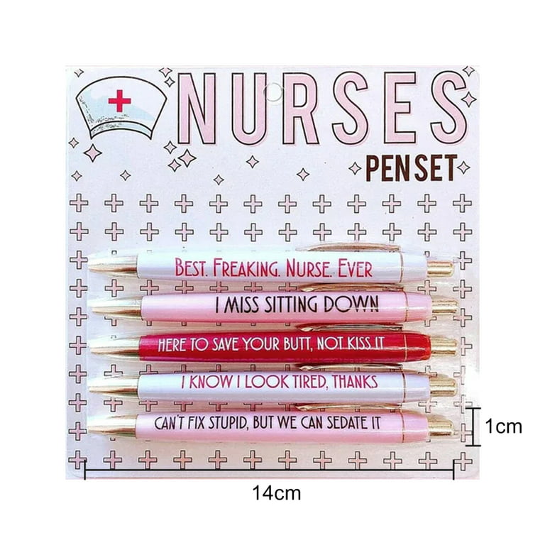 5PCS Funny Nurses Pens Set Lightweight Durable Practical Pen for