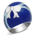 thumbnail image 1 of Bague en Acier Inoxydable Poli Sans Placage avec Cristal de Qualité Supérieure, Bleu Mer - Taille 9, 1 of 1