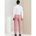 thumbnail image 5 of Unique Bargains Men's Dress Pants Casual Flat Front Stretch Business Plaid Pants 28 Pink White, 5 of 6