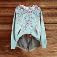 thumbnail image 4 of SwiftWear Women's Knit-Style Floral Print Drop-Shoulder Hoodie Soft Textured Pullover with Front Pocket, Relaxed Fit Casual Lounge Wear Tops for Everyday Style Light Blue, 4 of 7
