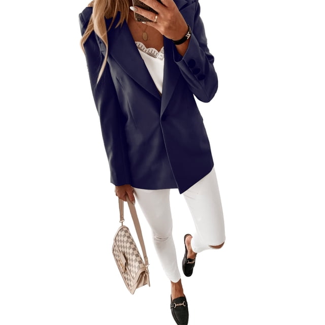 Blazers Décontractés pour Femmes à Boutons Manches Longues Vestes Costumes Col à Revers Manteau