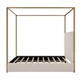 thumbnail image 4 of MODERNLUXE Queen Size Metal Canopy Bed with Tall Upholstered Headboard,Gold Four 4 Bed,No Box Spring Needed,Beige, 4 of 7