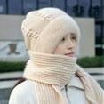 thumbnail image 3 of Beanie Hat Scarf for Women Integrated Ear Windproof Cap Scarf 2 in 1 Scarf Ear Guard Hat Thick Winter Knitted Hat, 3 of 5