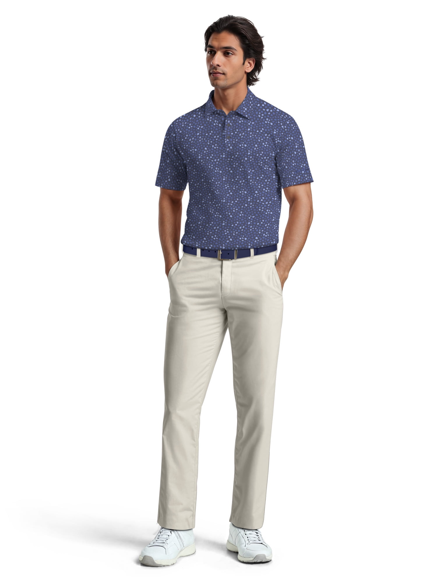 Ben Hogan Men's & Big Men's Performance Micro Fall Leaf Short Sleeve Golf Polo Shirt, Sizes S-5XL