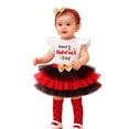 thumbnail image 3 of Tiweut Kid Outfits Valentines Day Girl Bodysuit Tutu Skirt Socks Headband 4 Piece Set, 3 of 5