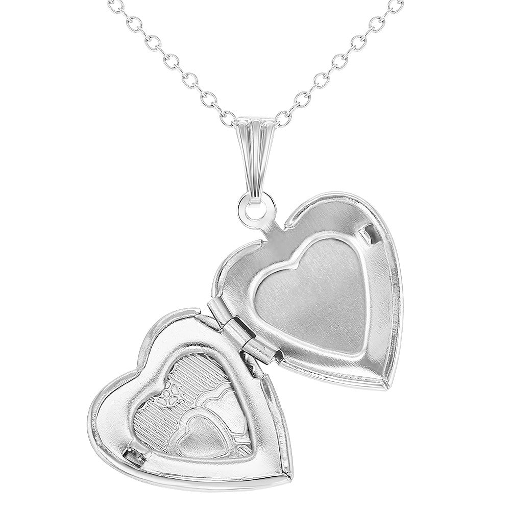 In Season Jewelry Love Two Hearts Small Memory Heart Photo Locket Girls Necklace Pendant 19