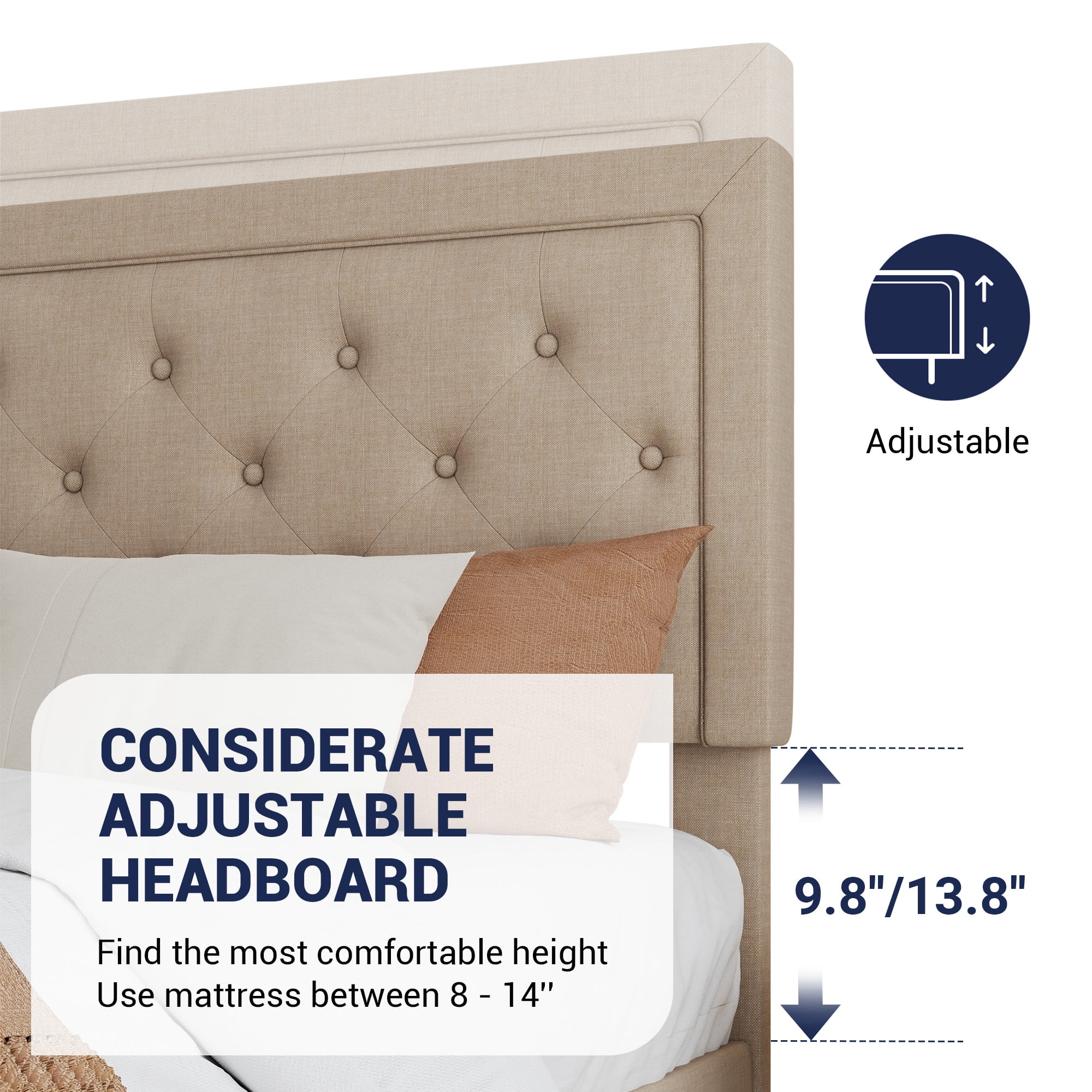 Allewie Full Size Upholstery Bed Frame with Adjustable