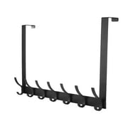 sixwipe Over The Door Hooks, Stainless Steel Heavy Duty Hanger Holder for Hanging Coat Robe Hat Clothe Towels, Behind The Door Hanger Hooks with 7 Double Dual Coat Hook, Fits 1-3/4 Thick Door