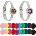 thumbnail image 1 of 2 Styles Essential Oil Diffuser Bracelet 8.82 inch Stainless Steel Watch Band Bracelets Aromatherapy Locket Adjustable Bracelet with 20Pcs Washable Refill Pads for Women Men Friends, 1 of 6