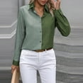 thumbnail image 4 of Kaemgyyd Womens Button down Shirt Casual Linen Button up Blouse Long Sleeve Color Block Work Office Collared Tops Tunics, 4 of 5