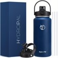 thumbnail image 2 of Half Gallon Insulated Water Bottle - Double Wall Stainless Steel, 2 Lids (Straw & Stopper), Wide Mouth, Umbrella Rope Handle, Non-Slip Boots for Gym Travel Hiking, 2 of 10
