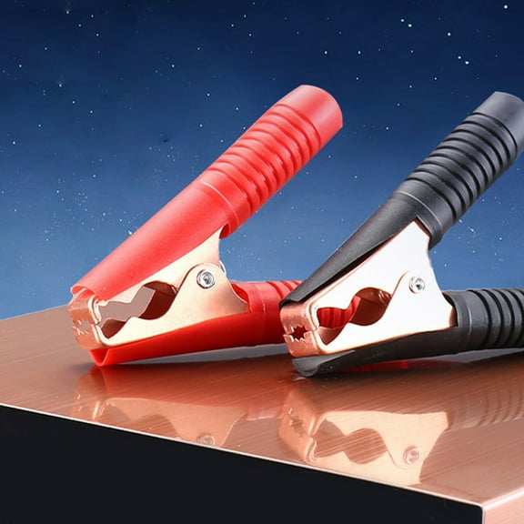 FRCOLOR 4pcs Battery Clamps Car Battery Repair Copper-Plated Alligator Clips For Battery Charger Replacement Automotive Battery Accessories For Auto Outdoor