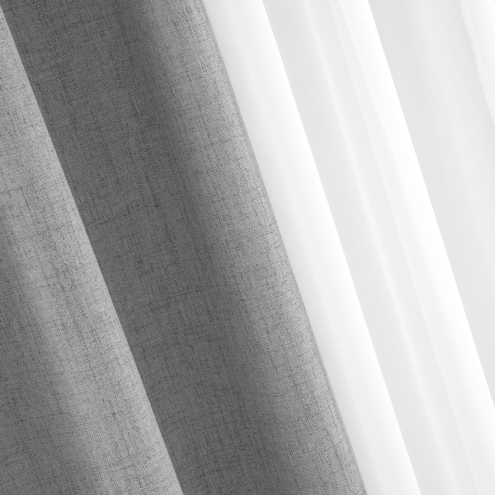 Mainstays Solid Twill Blackout Curtain Panel and Sheers, Set of 4, Soft Silver, 27.5" W x 63" L
