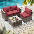 thumbnail image 7 of Kimunuk Outdoor Replacement Cushions for Patio Furniture, 4" Foam High-Density, 8-Piece Water-Resistant Outdoor Cushion for 3-Seat Sectional Patio Conversation Sets, Liner&Cover, Fuchsia Red, 7 of 7