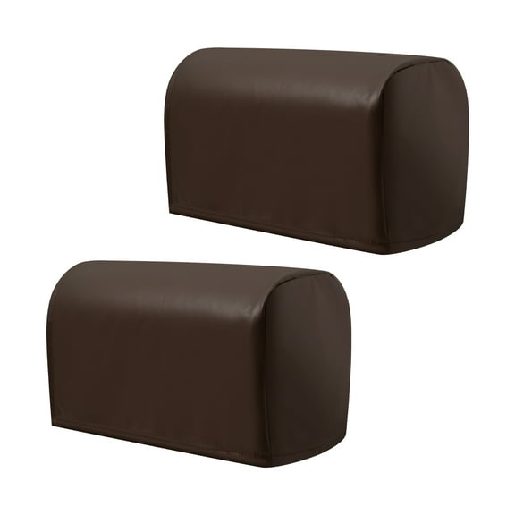 Jokapy PU Leather Armrest Covers Stretch Arm Covers Slipcovers for Recliner Sofa, Set of 2, Coffee