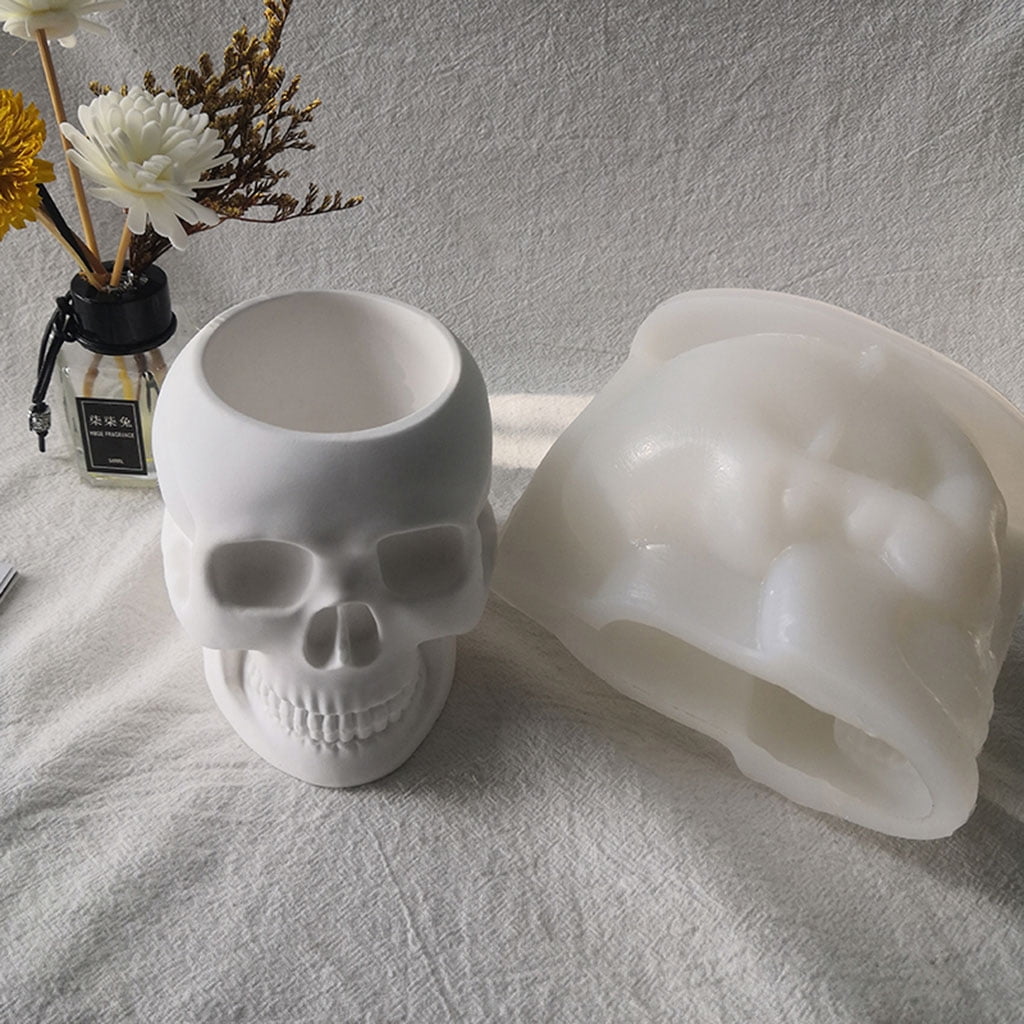 BQBQERT Crystal Epoxy Skull Flower Silicone Mold, Concrete Cement Resin Vase for for Resin