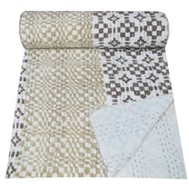 indian hand block cotton kantha quilt Bedding throw sofa coverlet bedspread single size vintage blanket patchwork designs