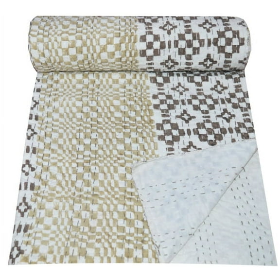indian hand block cotton kantha quilt Bedding throw sofa coverlet bedspread single size vintage blanket patchwork designs