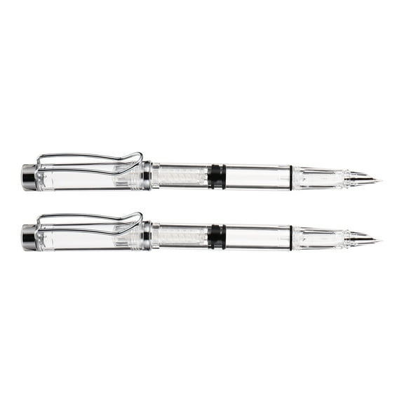 PTOOTP 2Pcs Transparent Fountain Pen with Even Ink Output for Writing Practice
