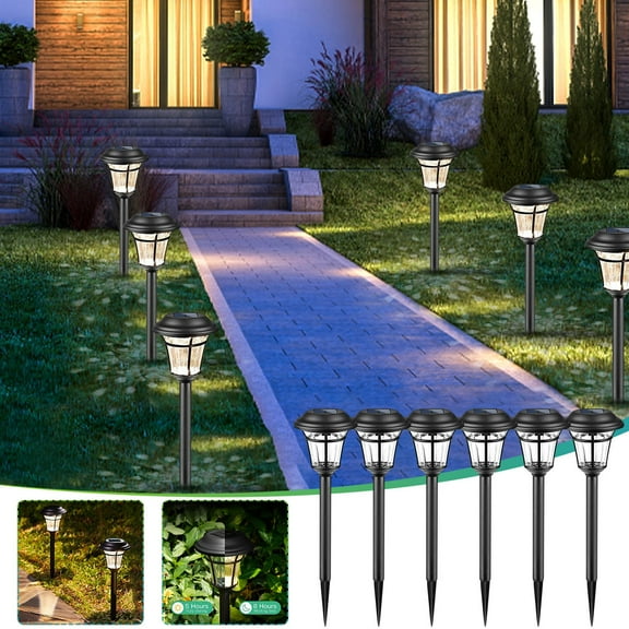 Solar Lights Outdoor, 6 Pack Solar Garden Lights, Waterproof Solar Pathway Lights for Outside, Outdoor Lights for Garden, Yard, Patio, Landscape, Planter, Walkway Decor