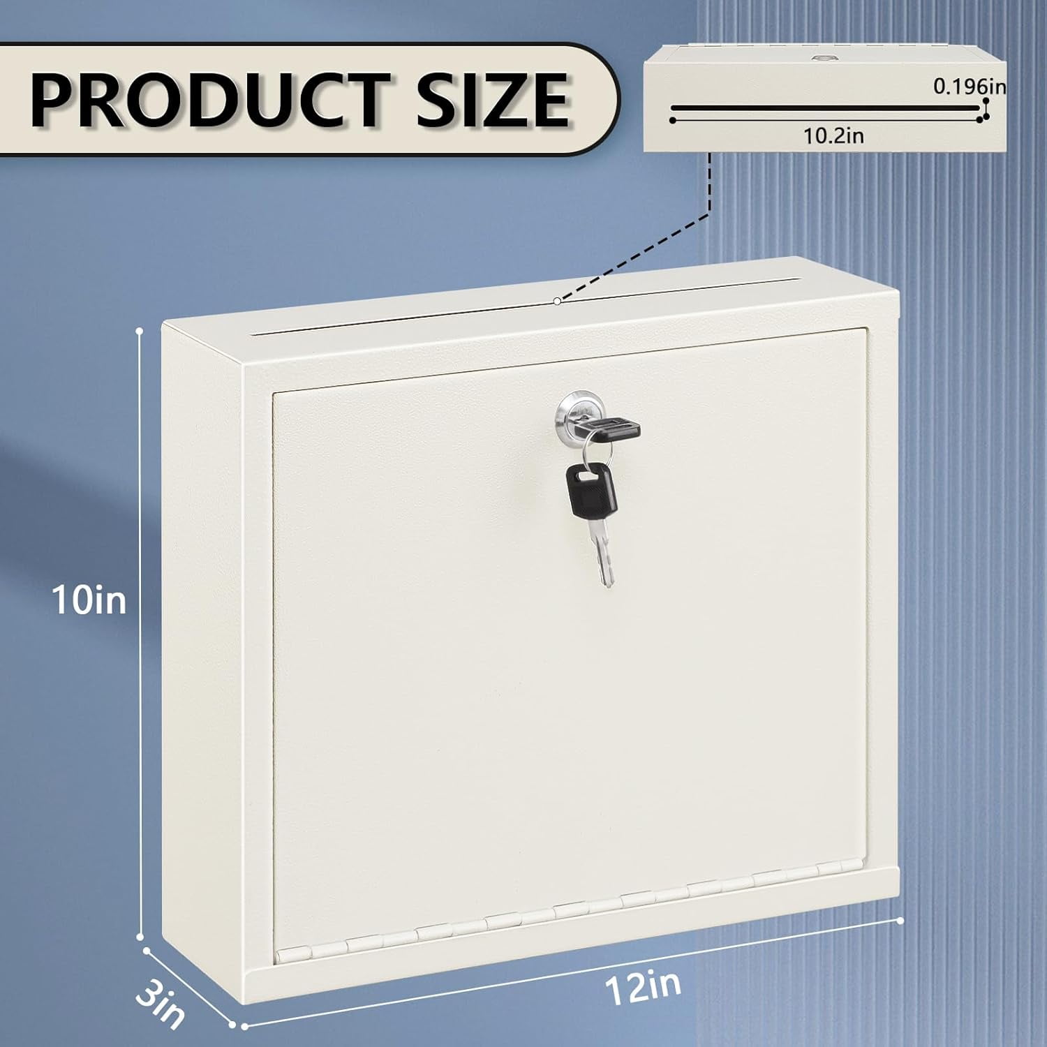 Suggestion Box with Lock and Slot, Wall Mounted Mailbox for Office, Key Drop Box with Free Suggestion Cards, Safe Lock Box, Ballot Box, Donation Box, White