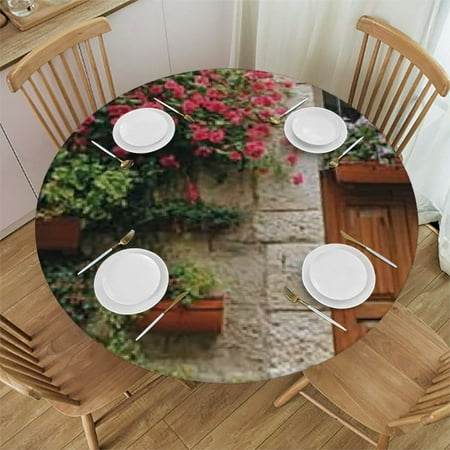 

SHERONV Flowers Round Tablecloth Stain-Resistant Washable 100% Polyester Fiber Full Width Single-Sided Printing Ideal for Indoor Outdoor Restaurants Weddings Parties 38 -42