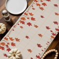 thumbnail image 2 of ERUNPONLY Orange Yellow Pumpkin Fall Table Runner - 108 Inch Long Thanksgiving Maple Leaf Checked Cotton Linen Blended Dress Scarves Farmhouse Table Runner for Kitchen Dining, Coffee Table, 13"x108", 2 of 8