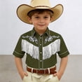 thumbnail image 2 of WERYOUNG Boy's Shirts Short Sleeve Lapel Western Cowboy Printed Kids Fashionable Button Down Shirt Holiday Celebration Soft Comfortable Children Tops, 2 of 3