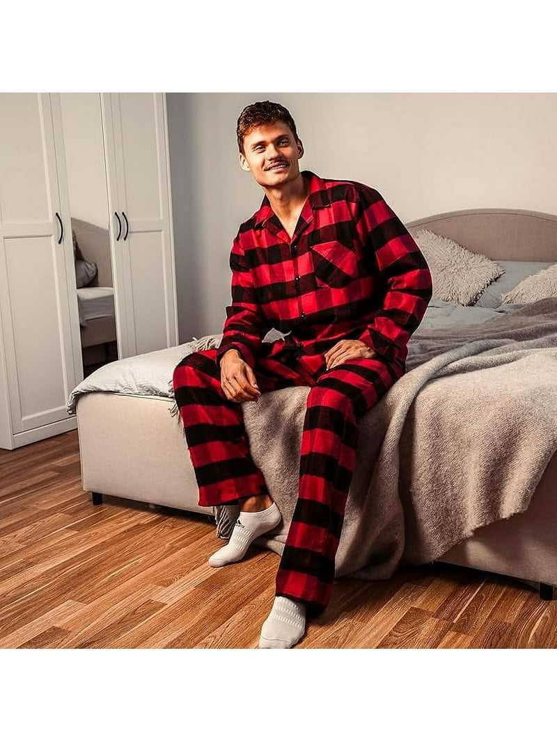 NORTY Big Men's Flannel Cotton Blend Sleepwear Pajama Sets Warm