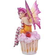 Ebros Colorful Amy Brown Pink Cherry Cupcake Fairy Statue Sweet Tooth Collection