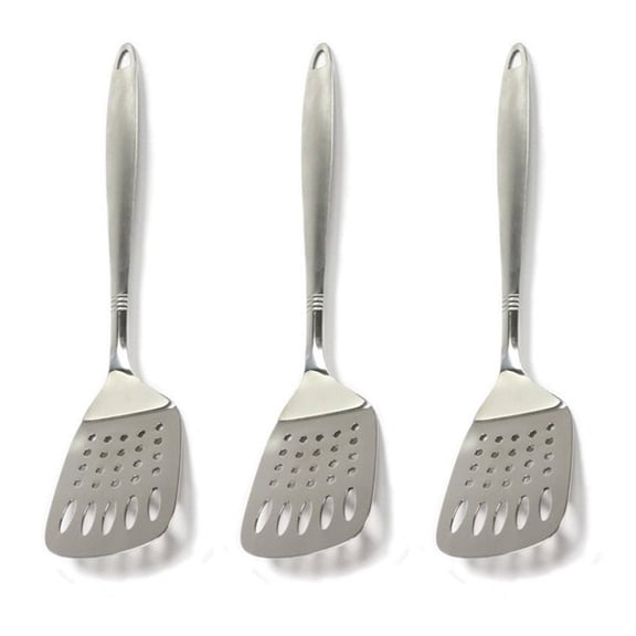 Slotted Turner, Stainless Steel, 12 1/2-inch Pack of 3, Made from heavy gauge Stainless Steel By Chef Craft