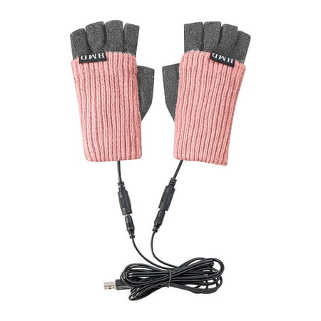 

Dadaria Heated Work Gloves Smart USB Rechargeable Winter Cold Protection Warmth Half Finger Clamshell Knitting Heating Gloves Pink One Size Unisex