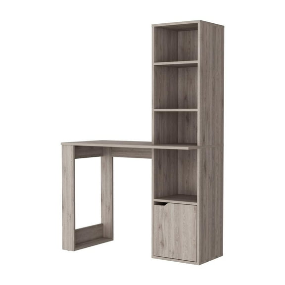 FM FURNITURE Riverton Computer Desk with Bookcase 4-Tier Shelf and Cabinet