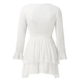 thumbnail image 3 of Robes d'Été pour Femmes 2025 Nœud devant Col en V Volants Manches Longues Imprimé Floral Robe Mini Blanche G, 3 of 4
