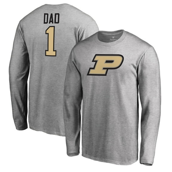 Men's Heathered Gray Purdue Boilermakers #1 Dad Long Sleeve T-Shirt
