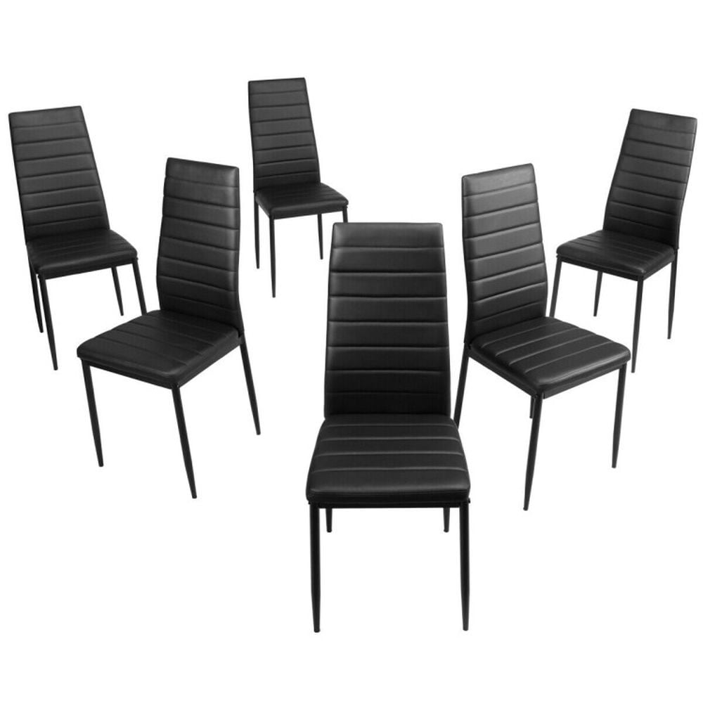 Demi Bonn Set of 6 High Back Dining Chairs with Stackable Space Saving Design for Living Room, Black