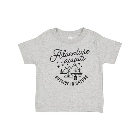 

Inktastic Adventure Awaits Outside in Nature with Tent and Mountains Gift Baby Boy or Baby Girl T-Shirt