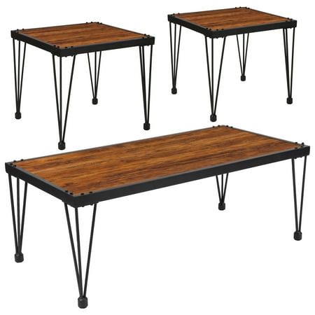 Baldwin Collection Flash Furniture 3 Piece Coffee And End Table Set Baldwin Collection Flash Furniture 3 Piece Coffee And End Table Set In Rustic Walnut Burl Wood