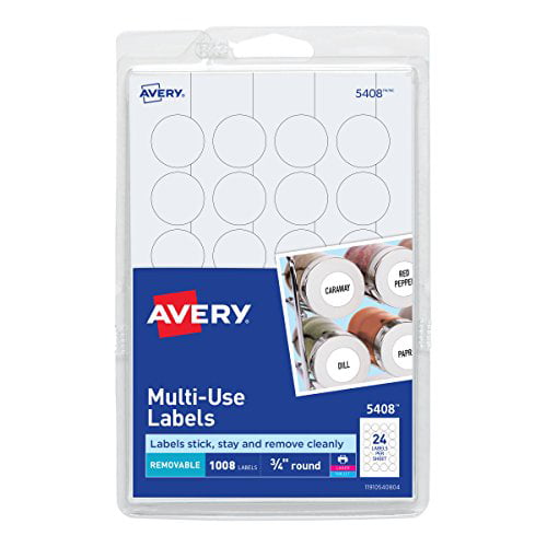 Avery Removable Print or Write Labels for Laser and Inkjet Printers, 0.75  Inches, Round, Pack of 1008 (5408), White