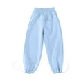 thumbnail image 5 of CYRBOKO Girls Summer Sweatpants, Cotton Lightweight Elastic Waist Loose Straight-leg Pants Blue Size 10-12 T, 5 of 7