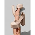 thumbnail image 4 of Womens Platform High Block Heels Square Toe Ankle Strap Solid Color Pumps for Wedding Party Prom Festival 2026, 4 of 7