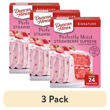 (3 pack) Duncan Hines Strawberry Supreme Flavored Cake Mix, 15.25 oz.