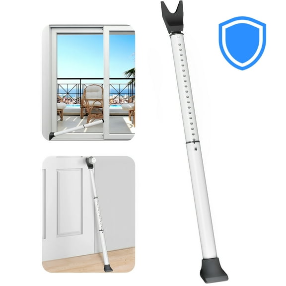 Hanonwoven Adjustable Door Security Bar, Heavy-Duty Jammer for Sliding and Hinged Doors, Home and Travel Protection (White, 1 Pack)