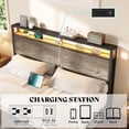 thumbnail image 3 of Papajet Full Size Floating Bed Frame with Headboard, Charging Station and LED Lights, Rustic Gray, 3 of 7