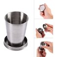 thumbnail image 1 of Taza plegable de acero inoxidable de viaje de 240ML con llavero telescópico de Metal, libre de BPA, plegable portátil, agua, café, JAMW Sencillez, 1 of 5