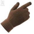 thumbnail image 3 of Gustave Men Women Thermal Insulated Winter Warm Gloves Touch Screen Texting Gloves Elastic Cuff Soft Knit Wool "Coffee", 3 of 9