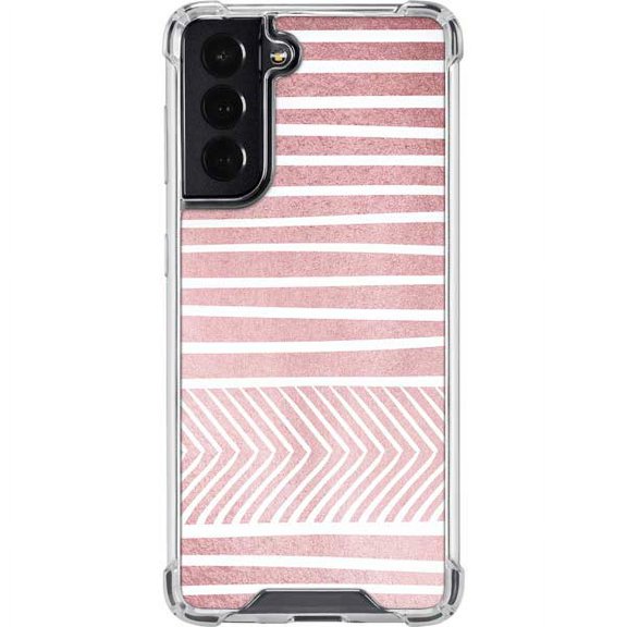 Skinit Stripes Pink and White Stripes Galaxy S22 Clear Case