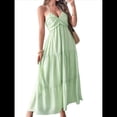thumbnail image 3 of Vestido de Verano Sin Mangas con Cuello Halter para Mujer, Estilo Bohemio, Informal, con Espalda Descubierta y Fluido Verde M, 3 of 8