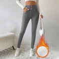 thumbnail image 5 of Fleece Lined Leggings Women High Waisted Yoga Tights Pants Tummy Control Straight Leg Winter Thermal Thicken Trousers, 5 of 9
